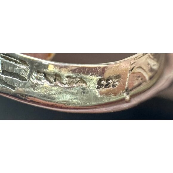 Estate Sterling Silver 925 Blue Crystal Cocktail Ring, Size 5, 8.41g, Vintage - Picture 9 of 10